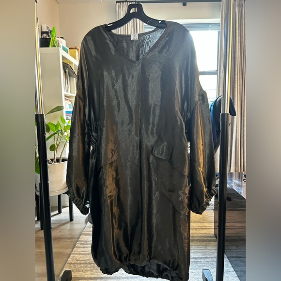 TSE F/W 2008 Metallic V-Neck Cargo Pocket Dress - Picture 1 of 7